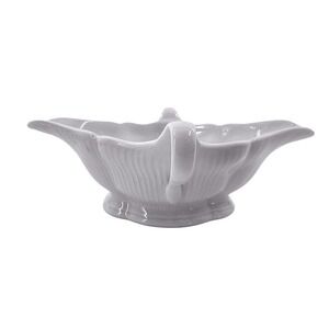 Pillivuyt France White Porcelain Gravy Boat Double Spout Fluted S6